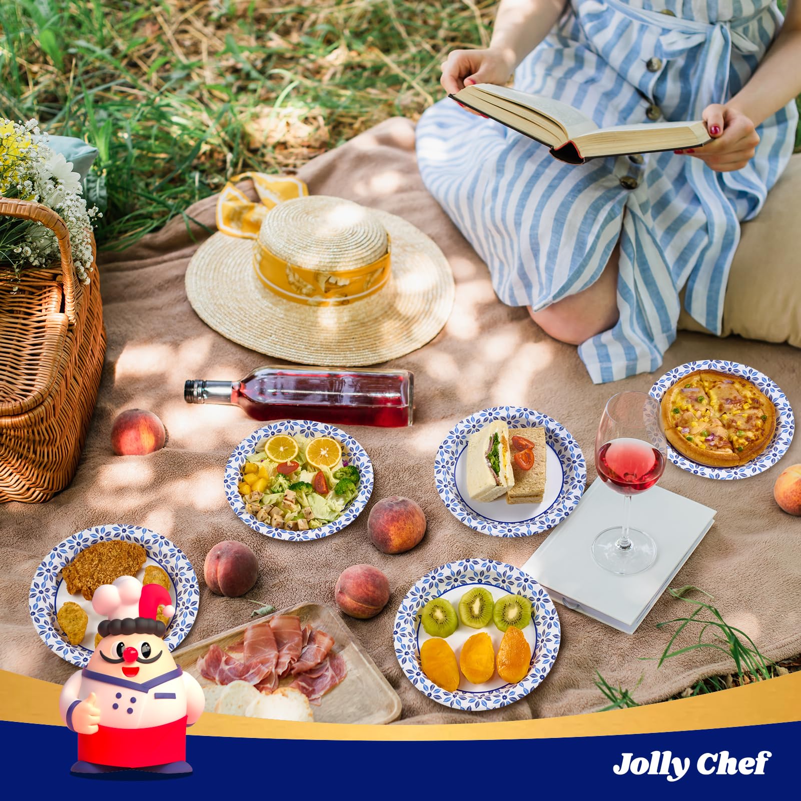JOLLY CHEF etiqueta con información del producto y uso en microondas