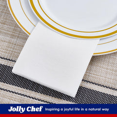 JOLLY CHEF servilletas colocadas en una mesa elegante para eventos