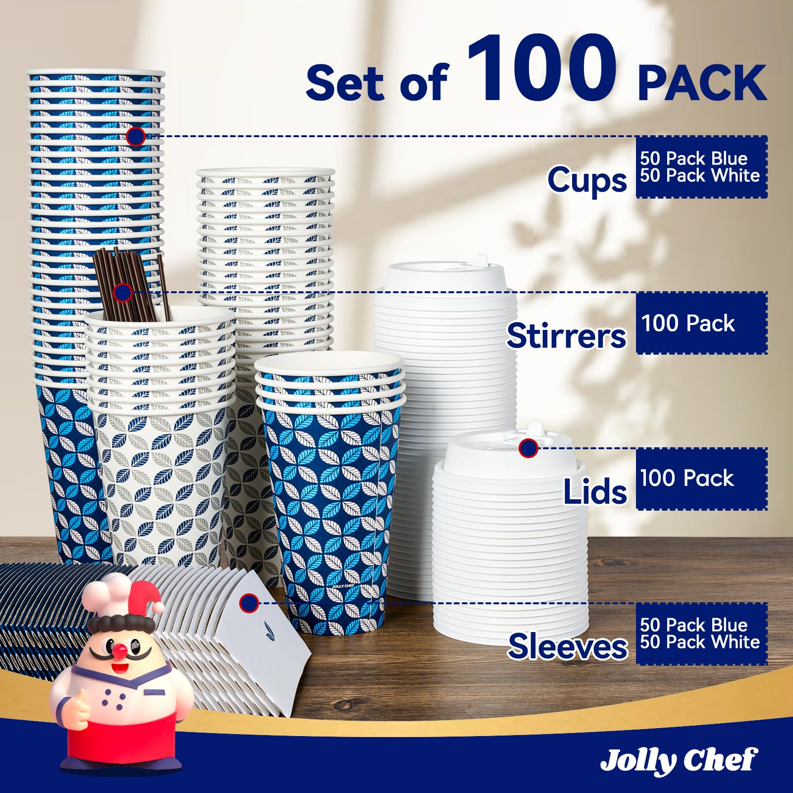 JOLLY CHEF varios vasos en una mesa de evento aportando estilo y orden