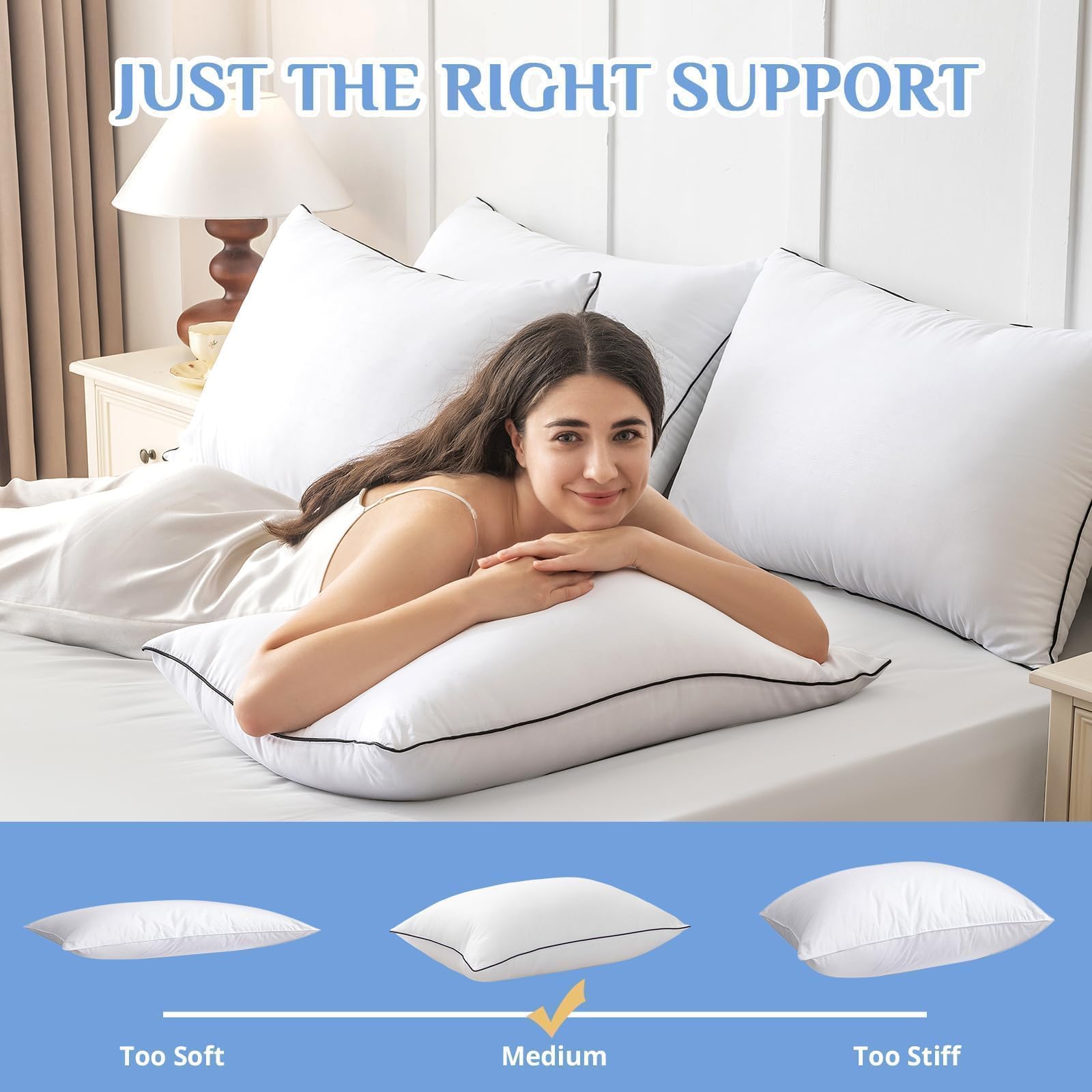 JOLLYVOGUE almohada en cama estilo hotel aporta aspecto ordenado y acogedor