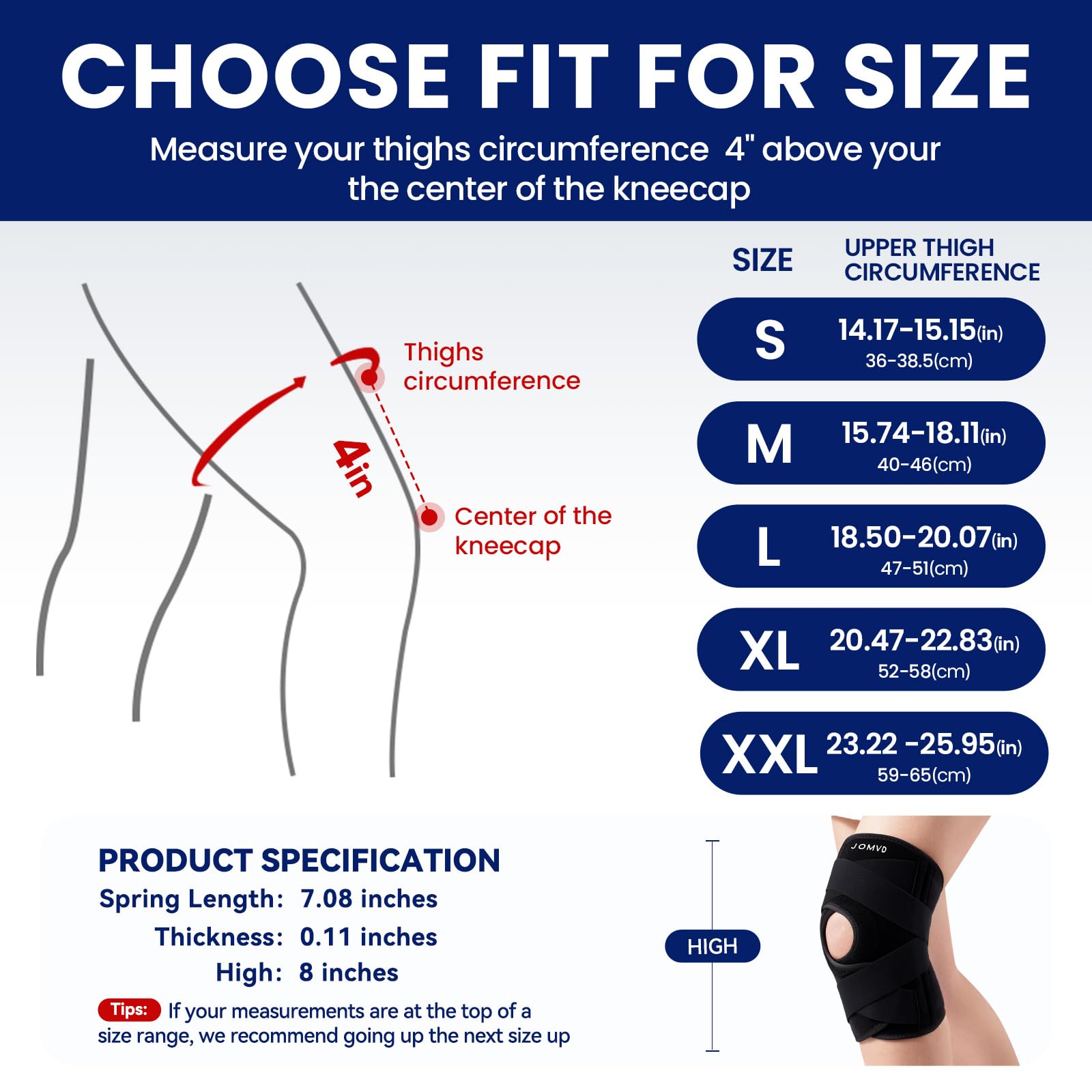 JOMVD knee brace worn during walking for everyday activity support