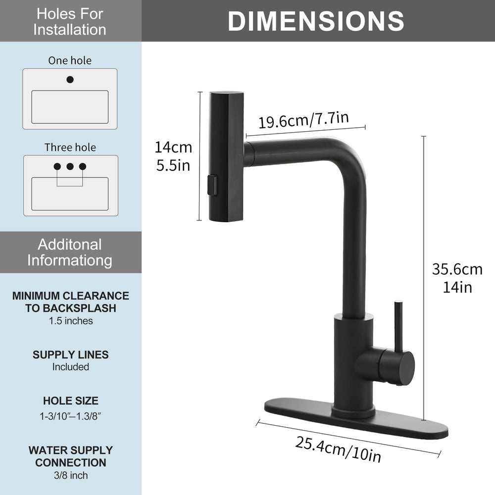 JOOM pull-down sprayer extended over sink, showing flexible reach for cleaning and rinsing