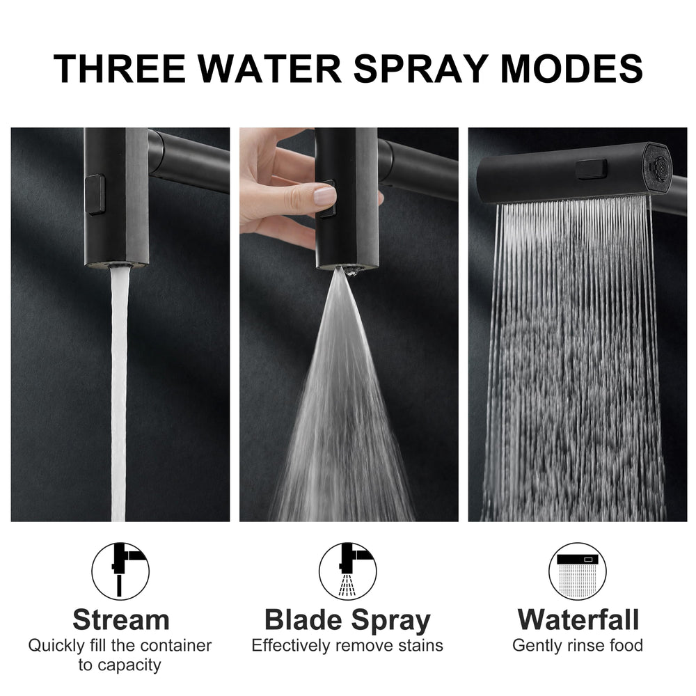 JOOM close-up of sprayer controls highlighting three modes for versatile rinsing and filling
