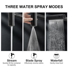 JOOM close-up of sprayer controls highlighting three modes for versatile rinsing and filling