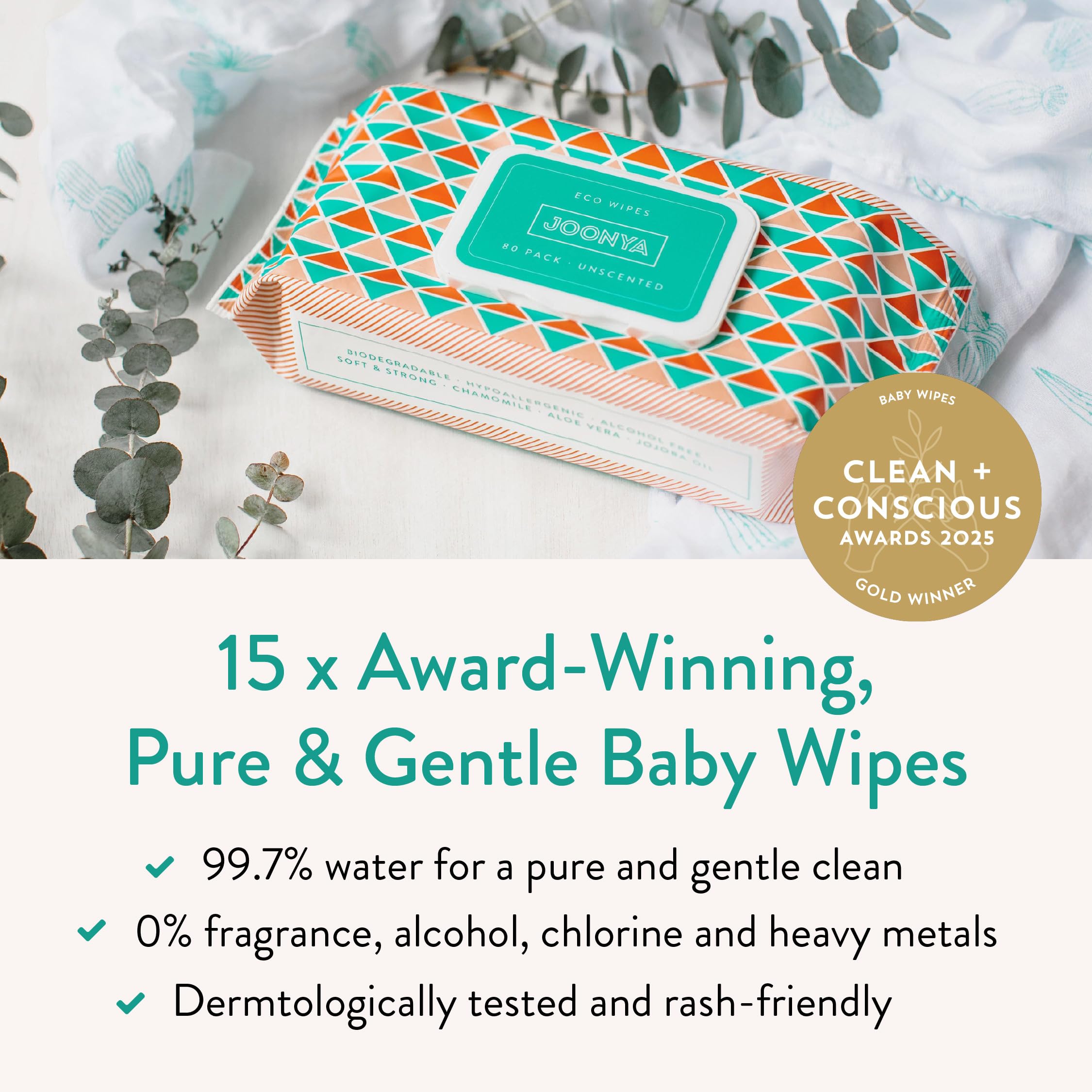 JOONYA close-up of soft wipe texture offering gentle cleansing