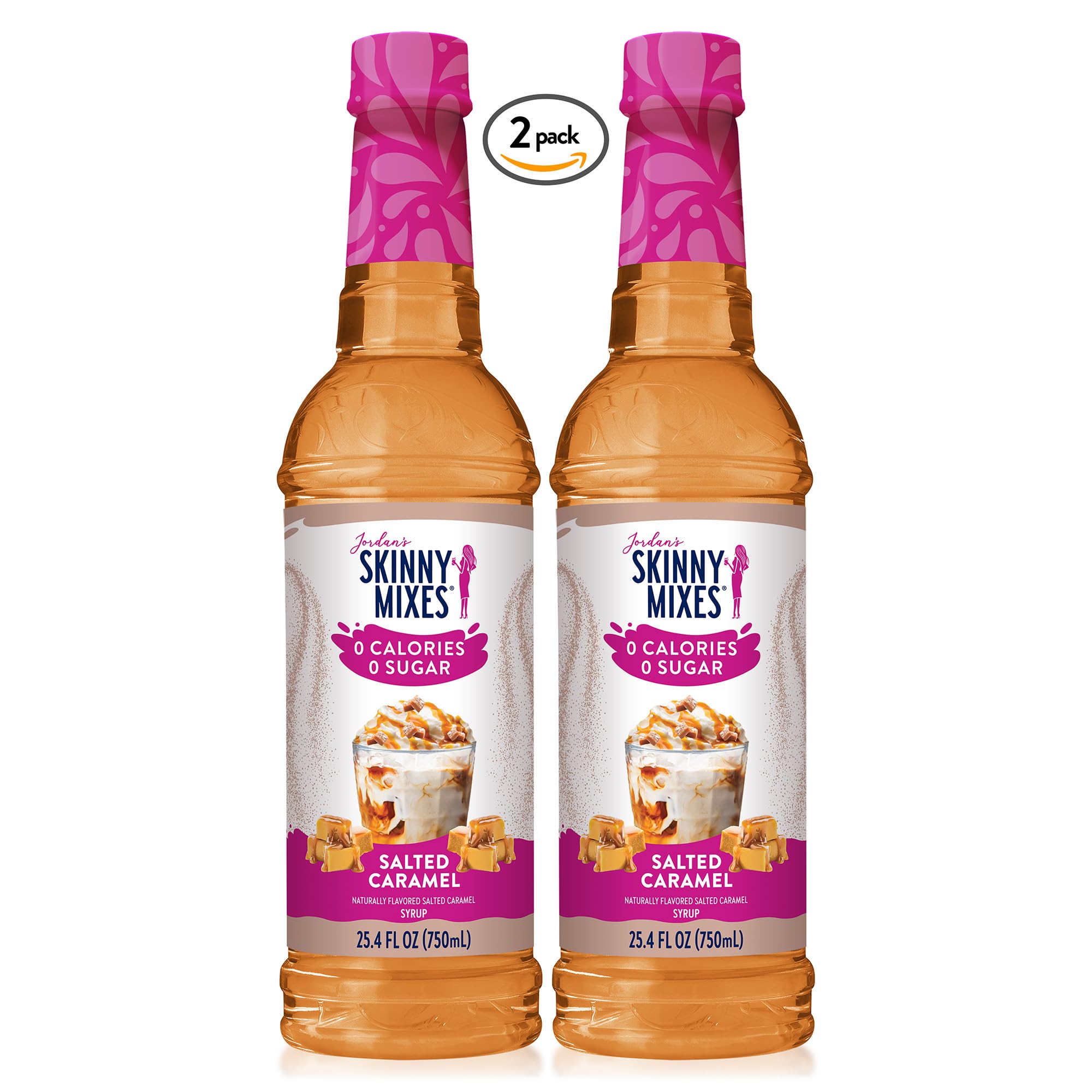 Primer plano del envase de Jordan's Skinny Mixes con sellos de kosher y declaraciones de ingredientes