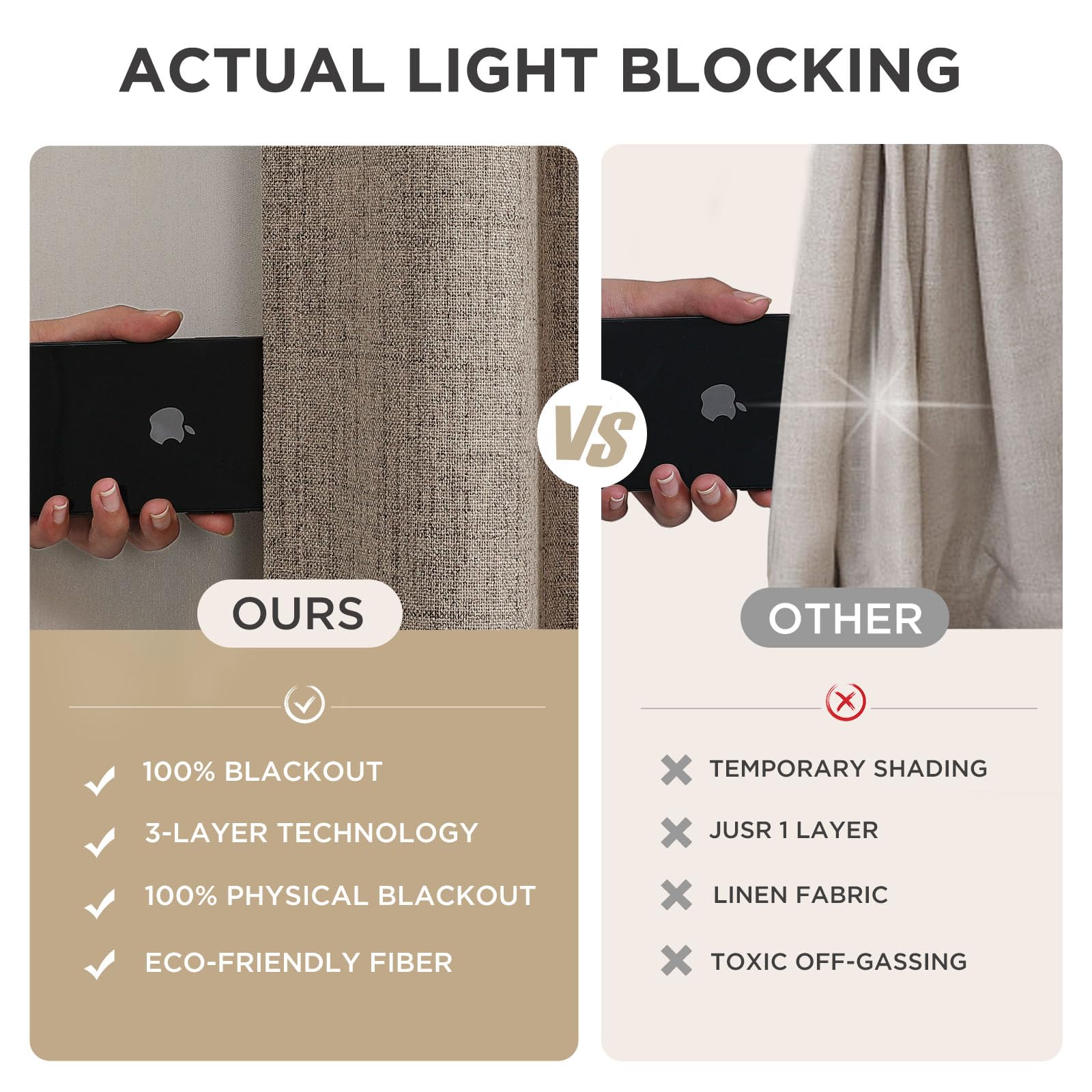 Joydeco muestra del forro opaco que bloquea la luz y protege contra UV
