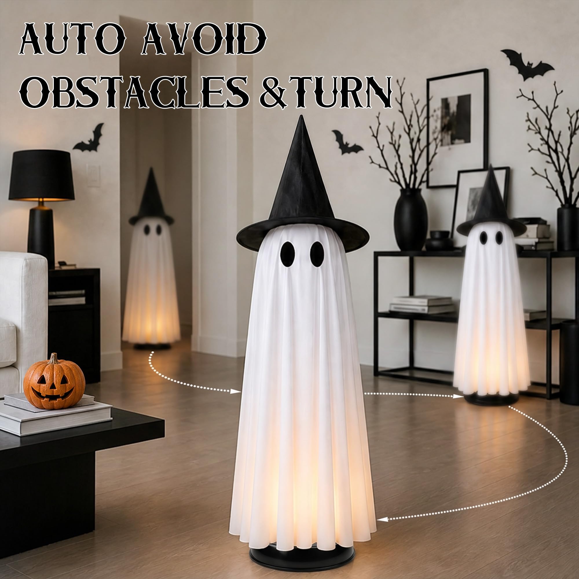 Joyehome fantasma animado en una fiesta de salón creando ambiente interactivo