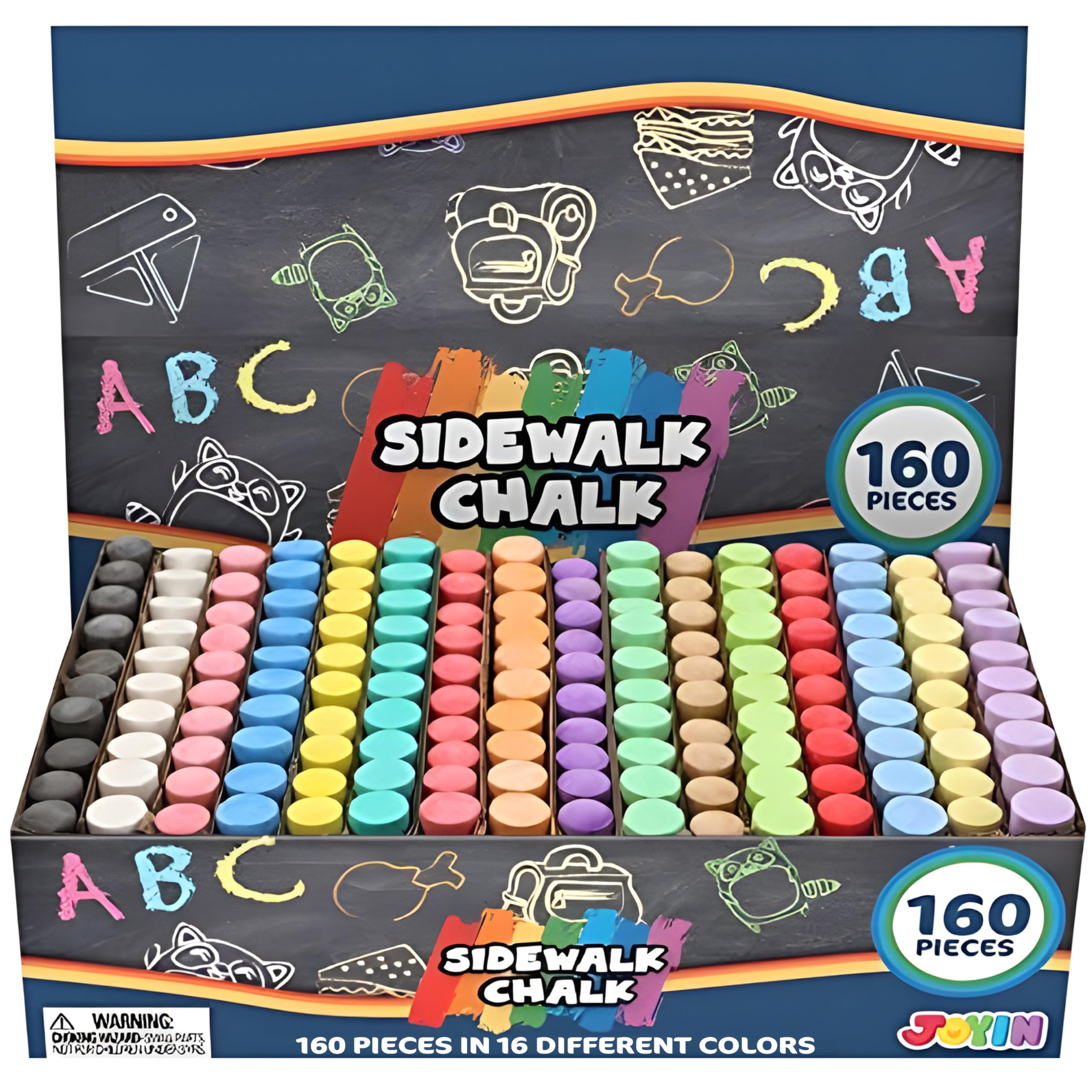 JOYIN paquete frontal con 160 tizas muestra colores vibrantes y gran valor