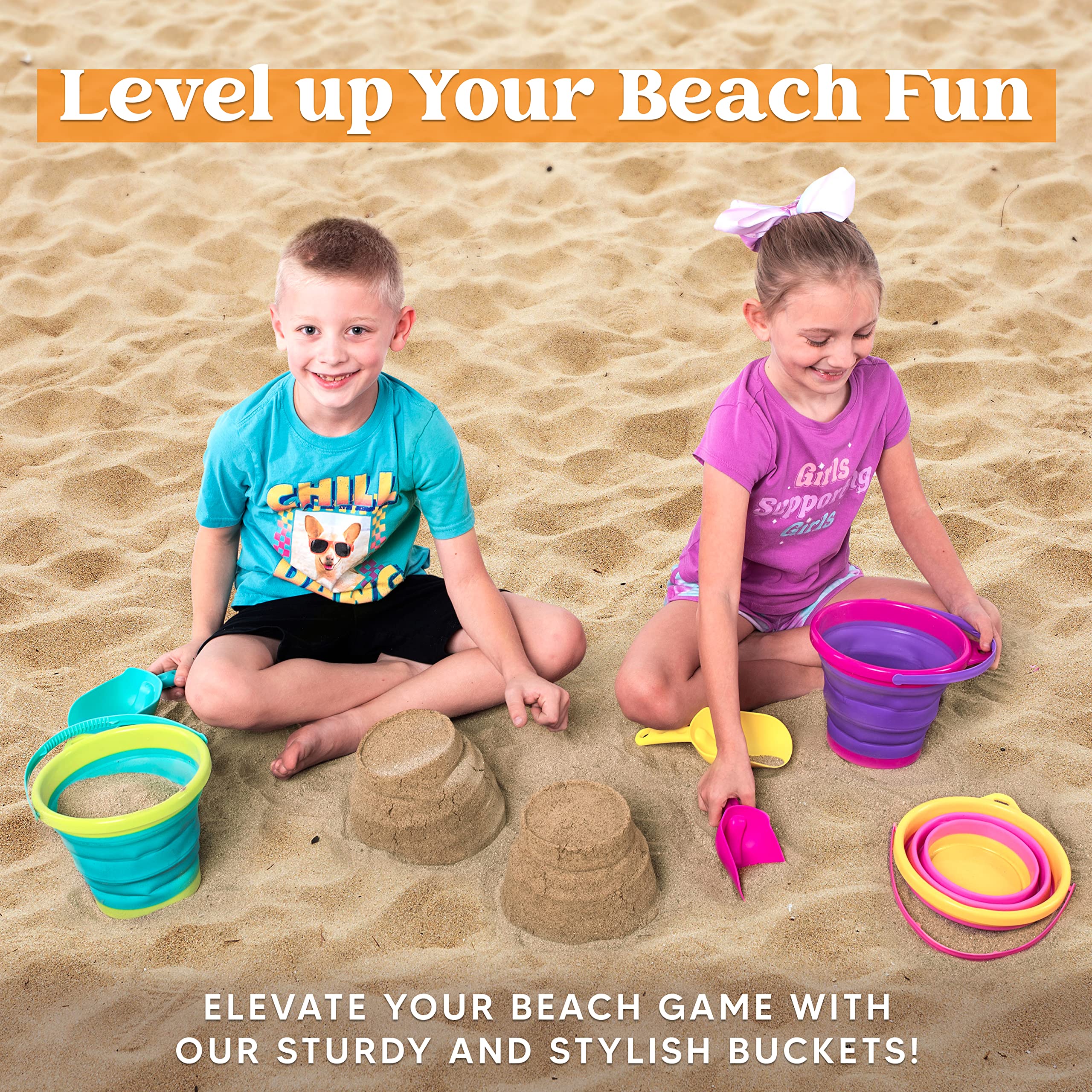 JOYIN niños usando cubos en la playa para diversión segura