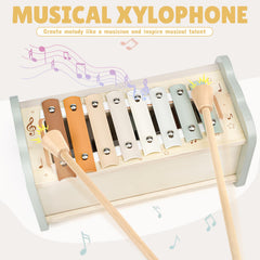 Joyreal close-up del xilófono mostrando teclas neutras para exploración musical temprana