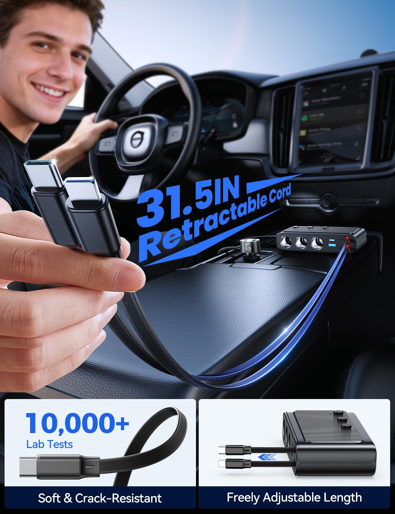 JOYROOM primer plano de puertos USB-C y USB-A destacando carga rápida