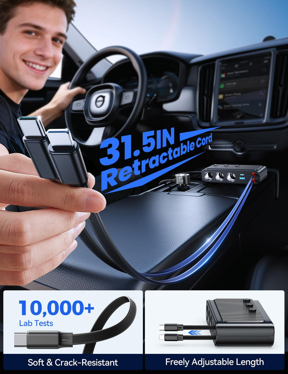 JOYROOM primer plano de puertos USB-C y USB-A destacando carga rápida