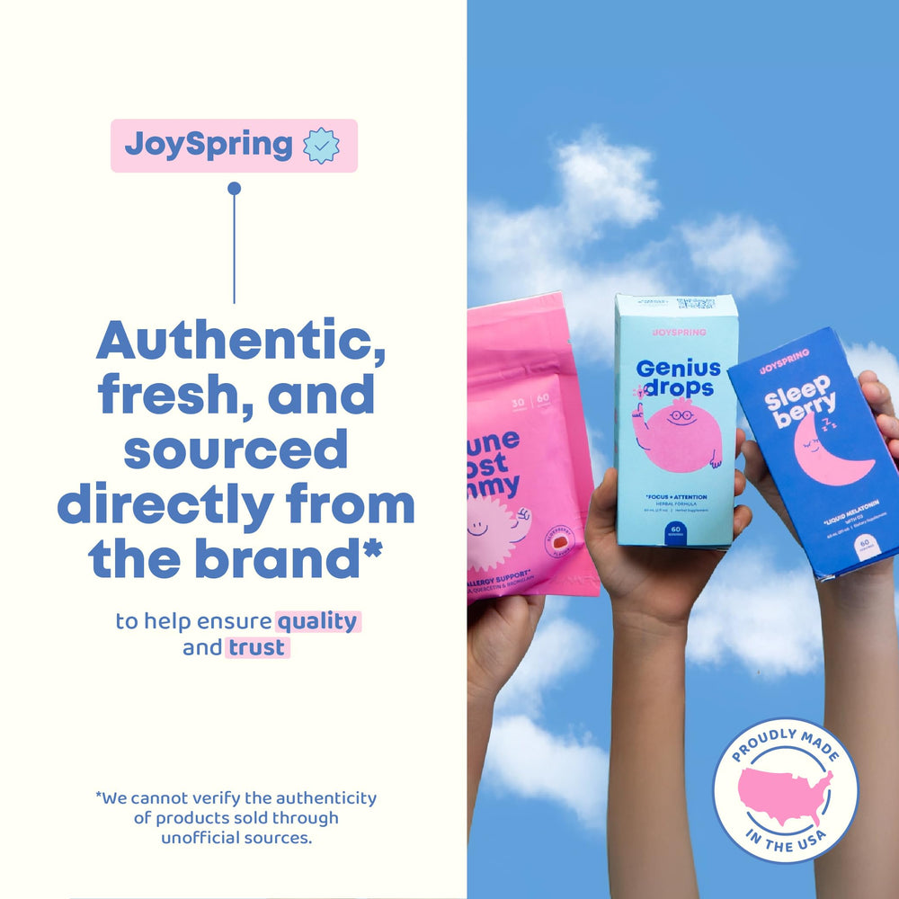 JoySpring caja y contenido listos para almacenar en casa