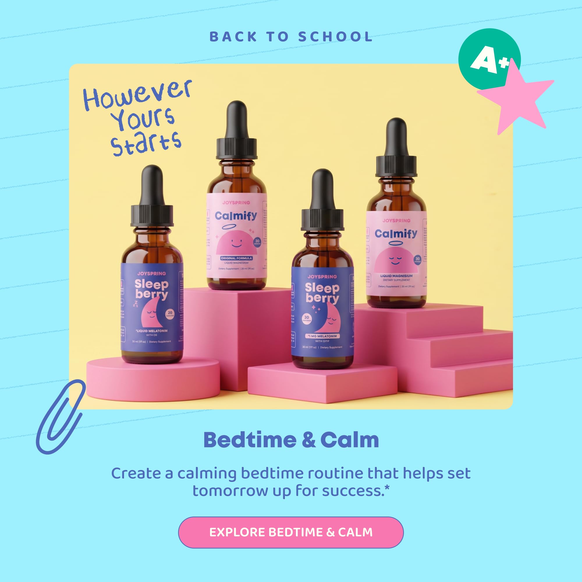 JoySpring etiqueta con lista de ingredientes y beneficios visibles