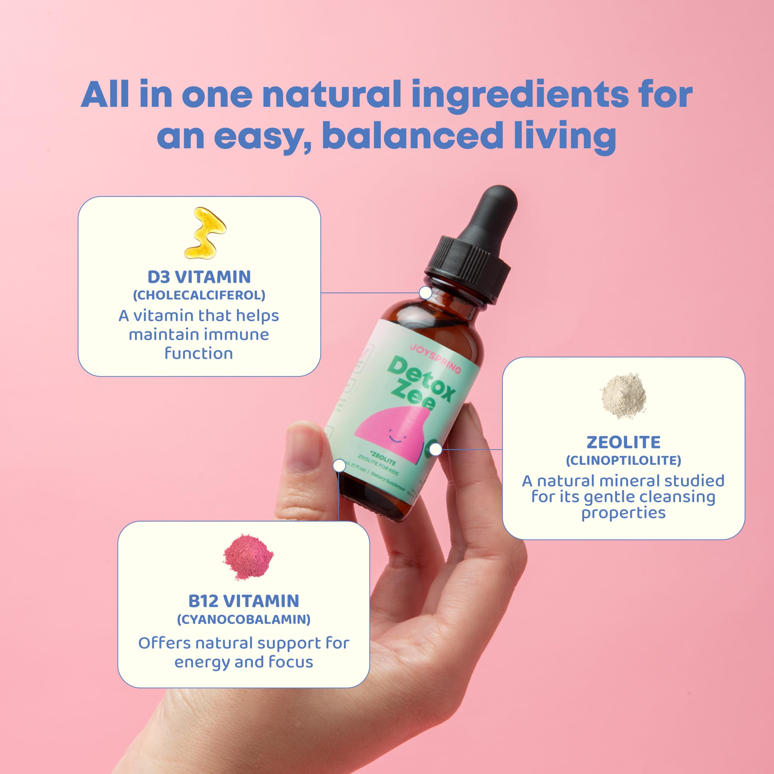 JoySpring frasco en mano para mostrar la escala y el tamaño práctico
