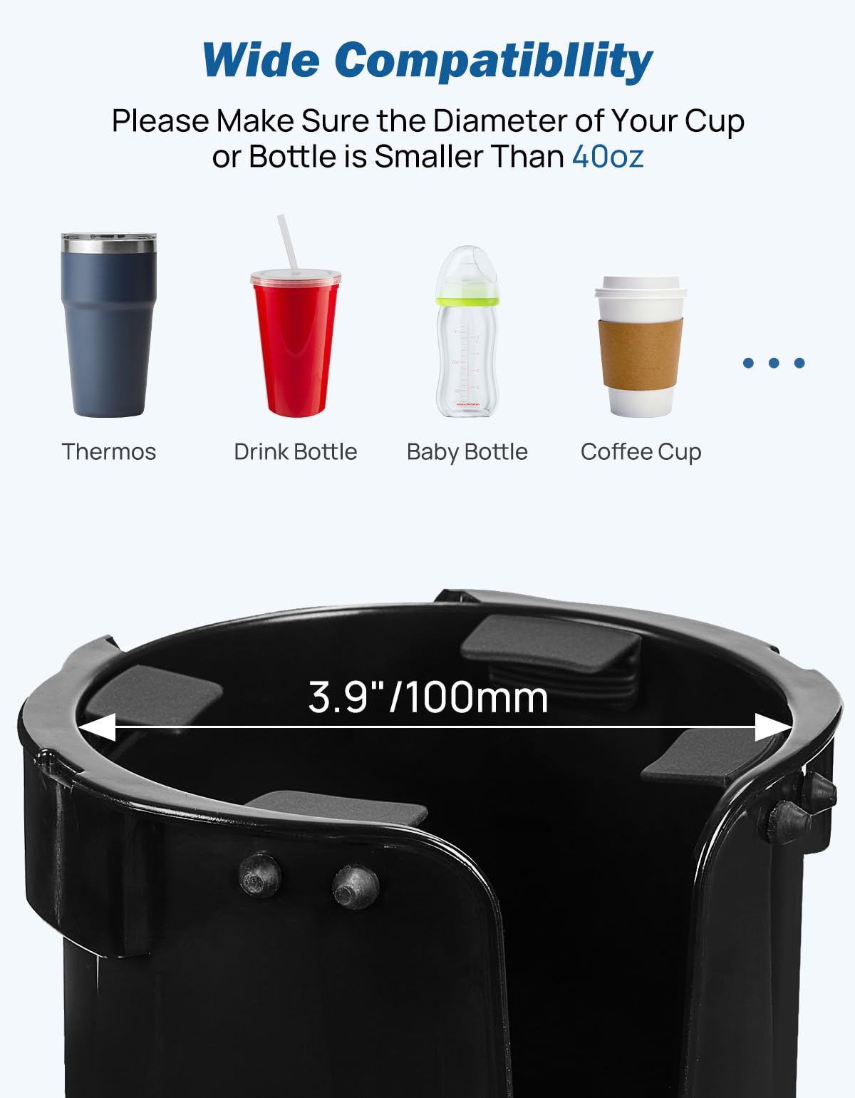 JOYTUTUS side profile showing slot for handled bottles and extra stability