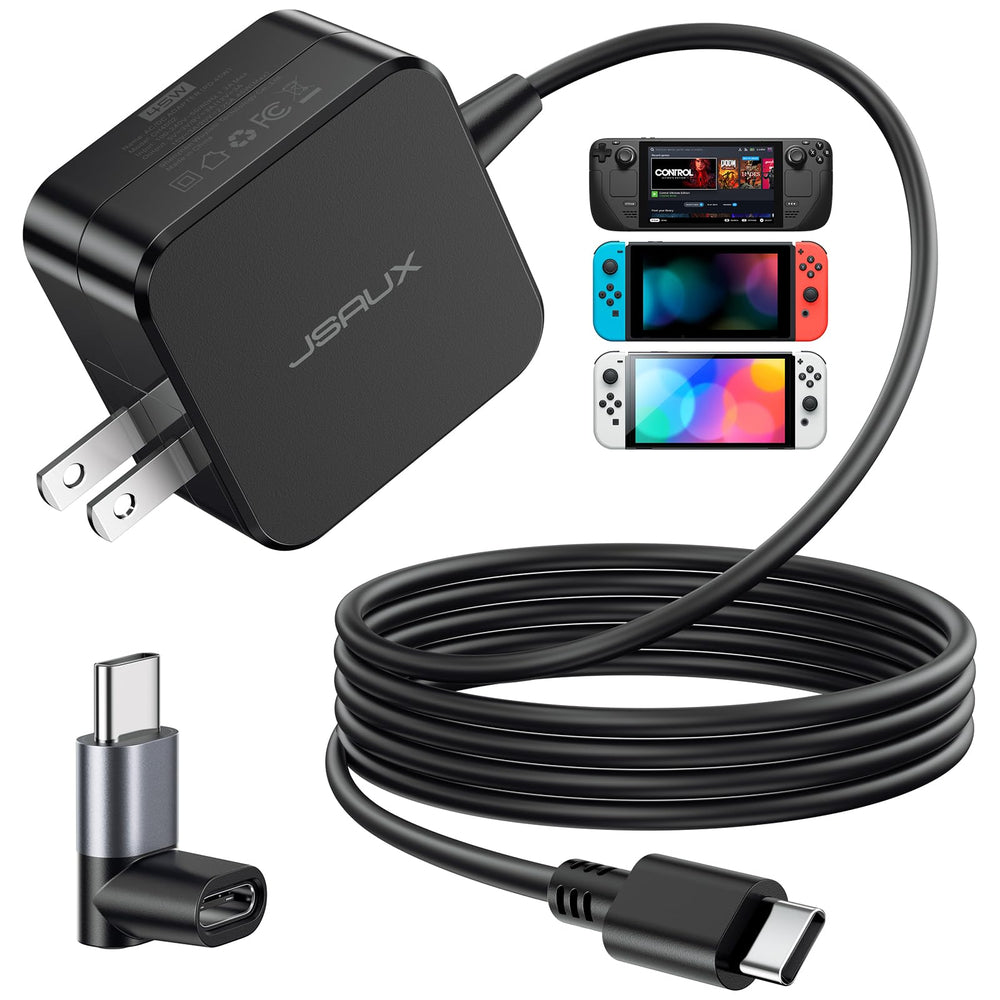 JSAUX vista frontal del adaptador con diseño compacto y potencia 45W