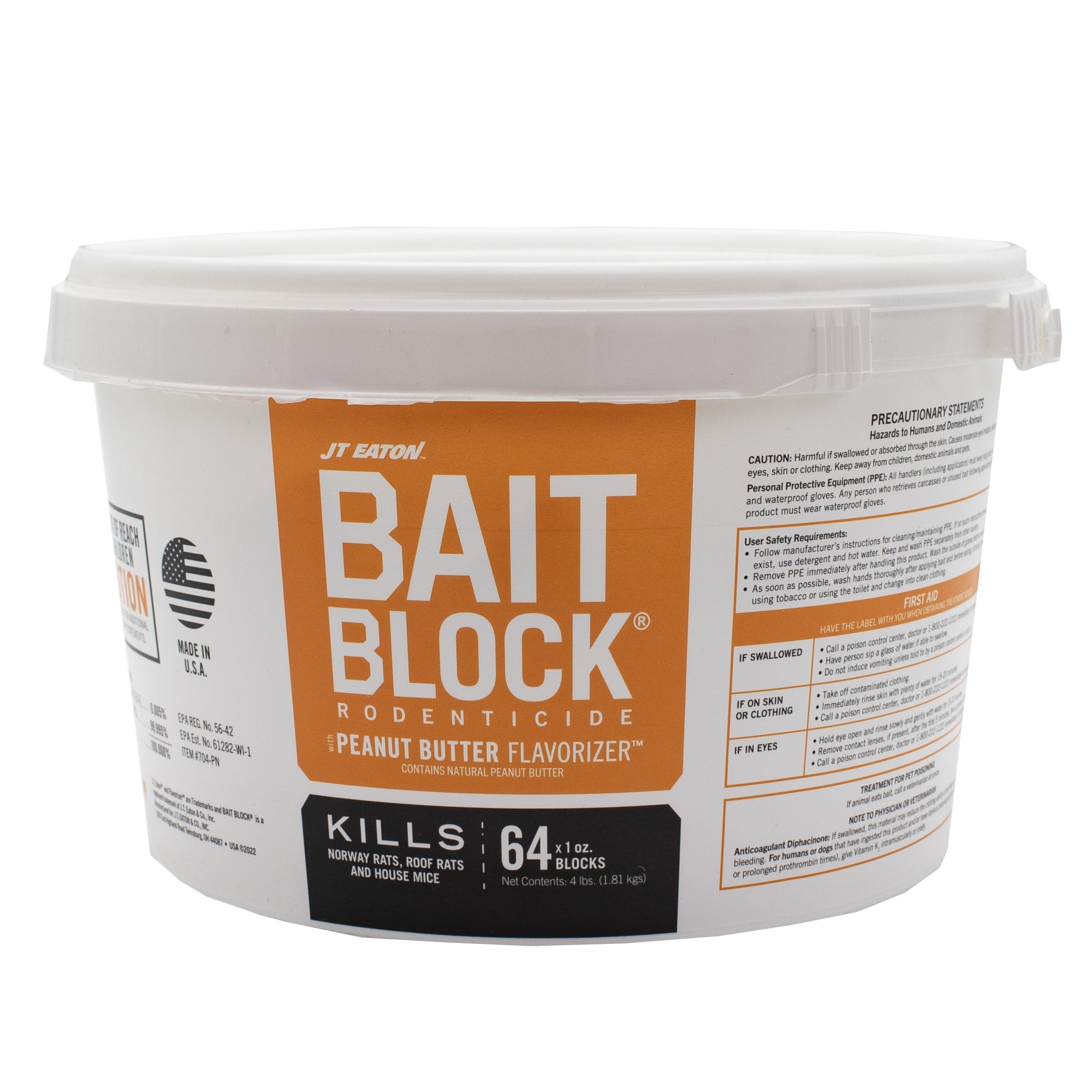 J.T. Eaton front pail view showing packaging and count for secure storage