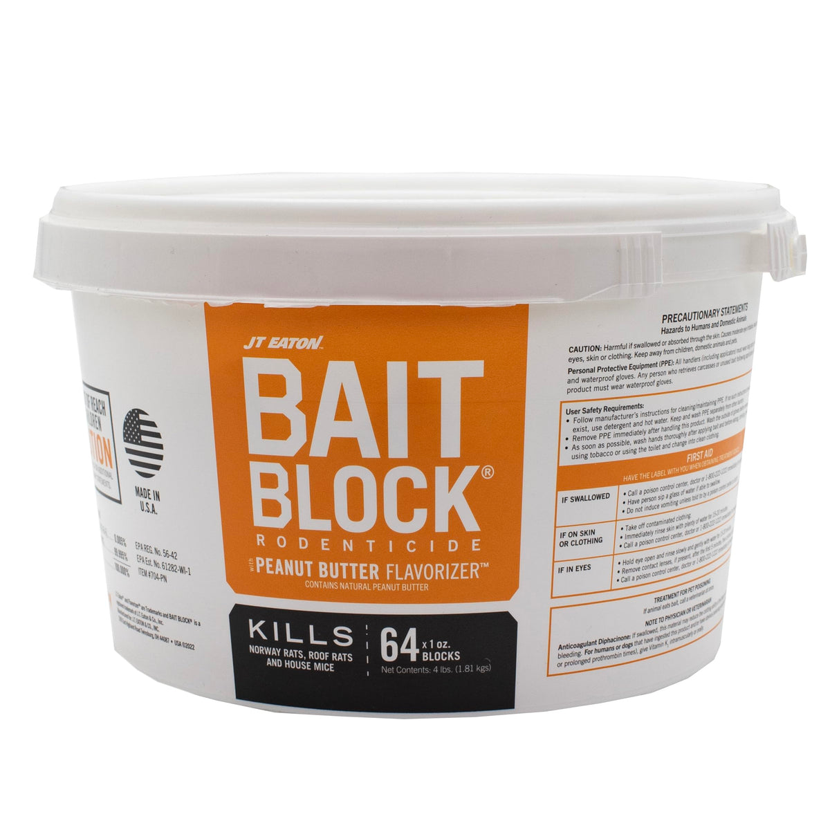 J.T. Eaton front pail view showing packaging and count for secure storage