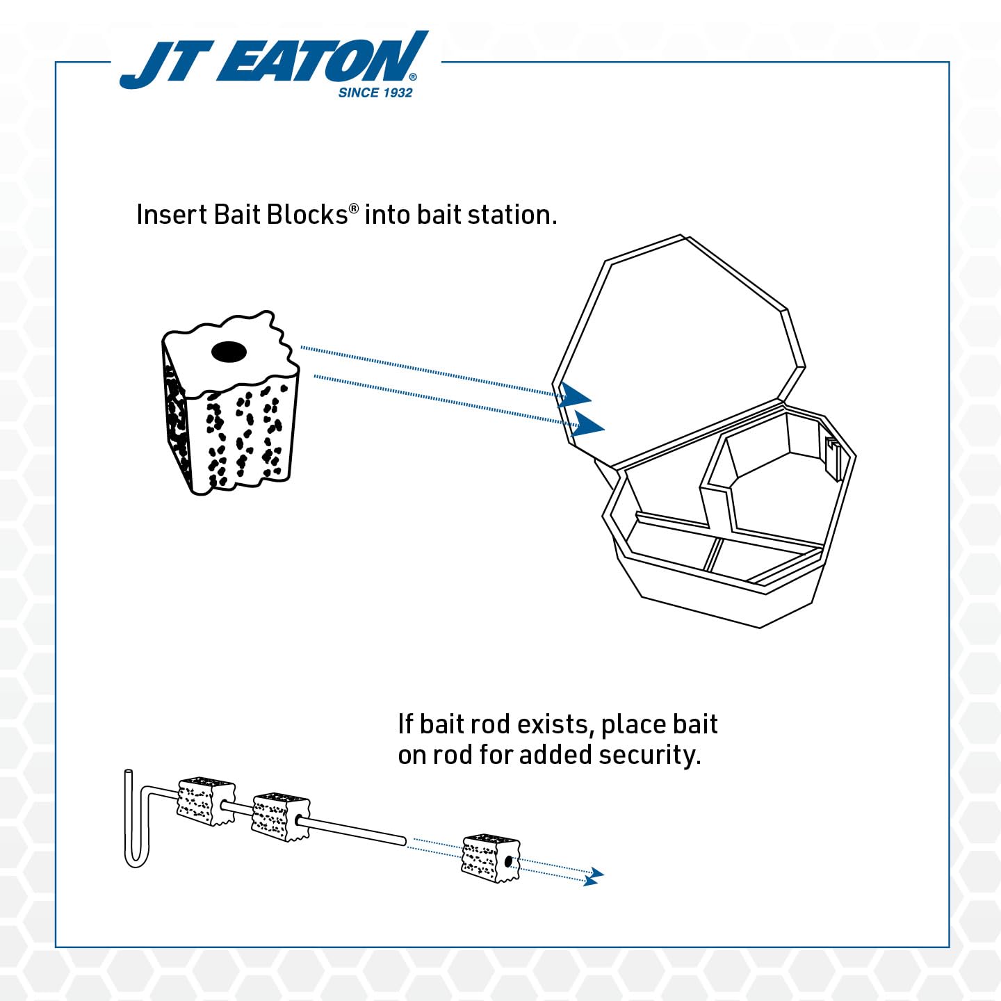 JT Eaton close-up of bait block texture showing dense formulation benefit weather resistance