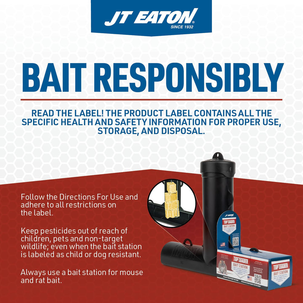 JT Eaton bait block held in hand for size comparison showing one-ounce scale benefit accurate dosing
