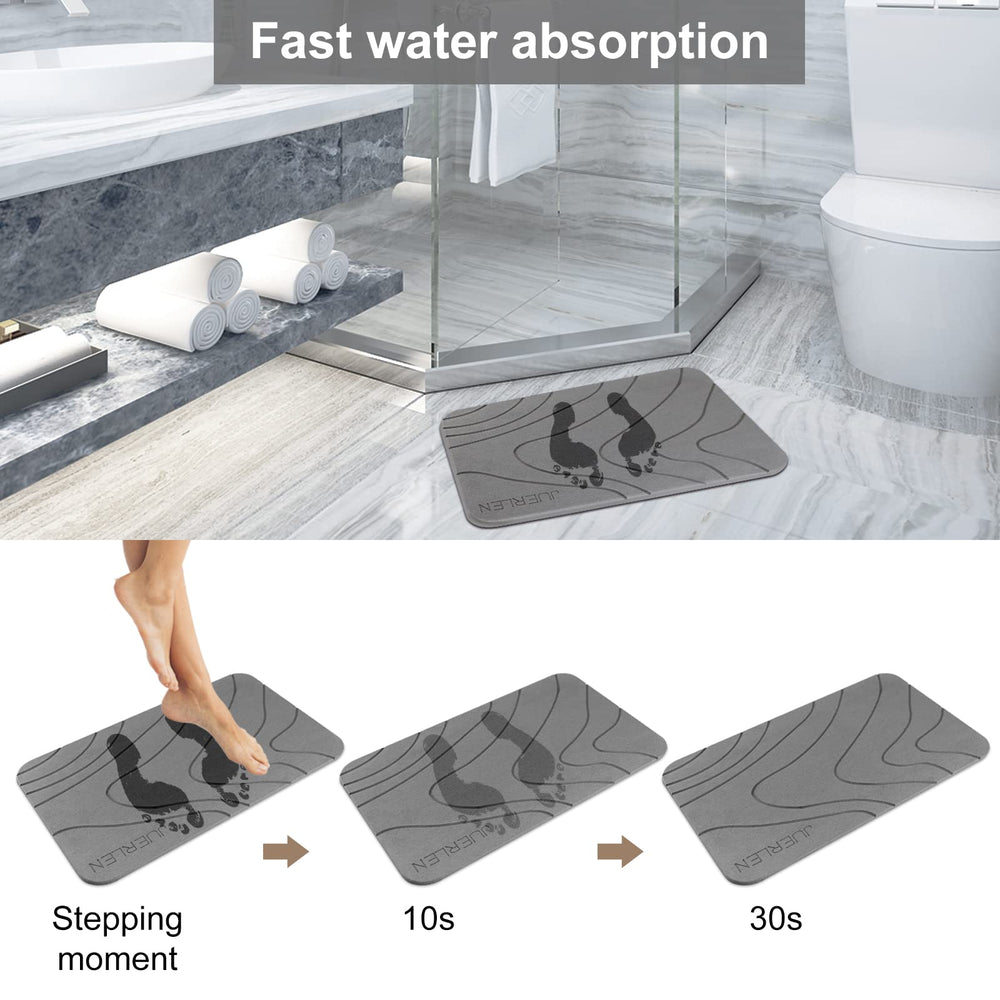 JUERLEN mat on shower floor absorbing water from wet feet for dry floors