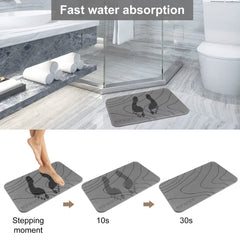 JUERLEN mat on shower floor absorbing water from wet feet for dry floors
