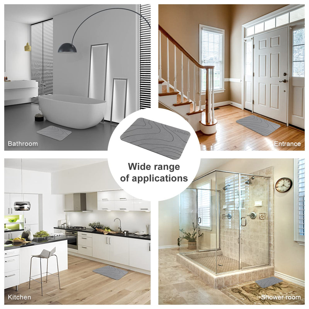 JUERLEN mat styled in modern bathroom showing clean look and mold-resistant benefit