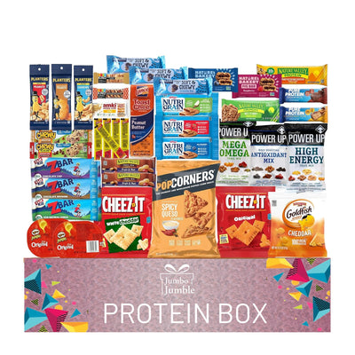 Jumbo Jumble frontal de la caja surtida mostrando empaques individuales y variedad