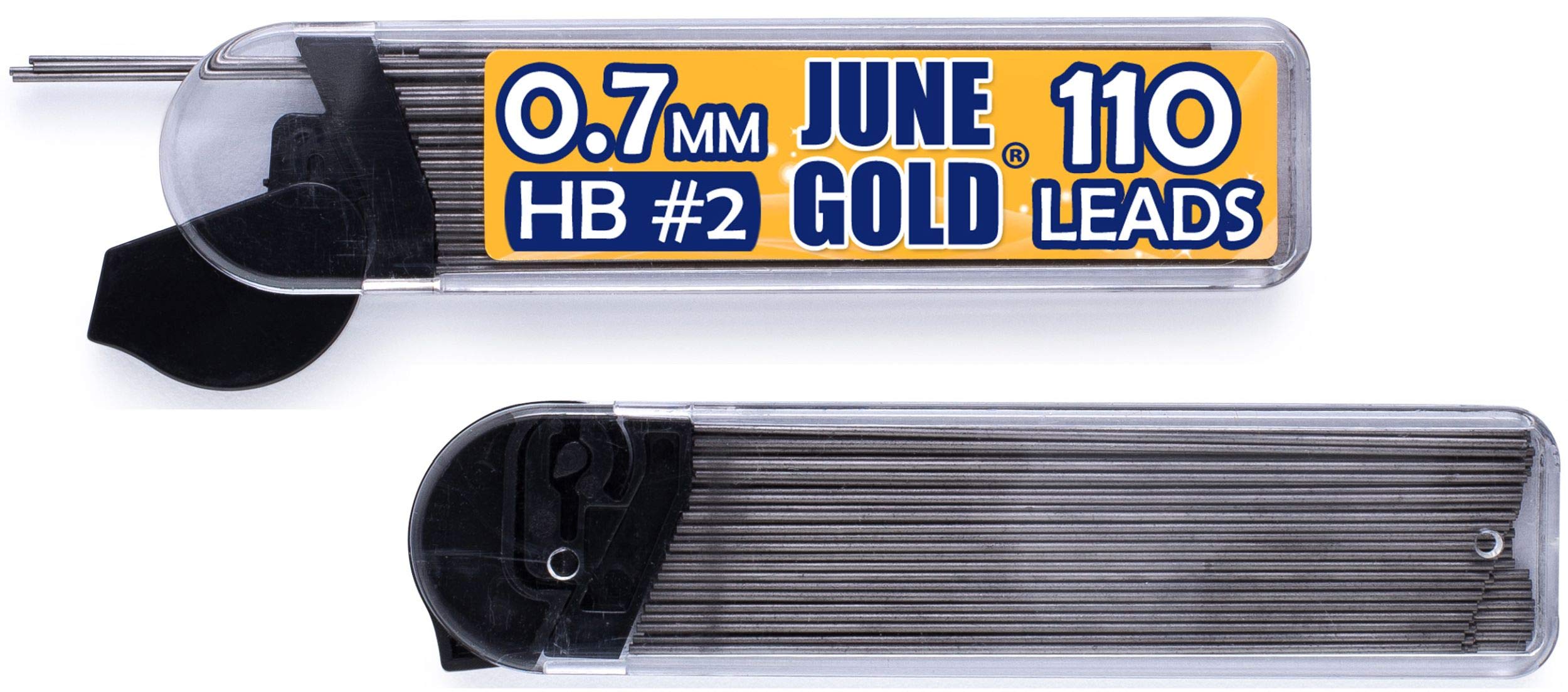 June Gold lápices en uso sobre un escritorio demostrando líneas nítidas