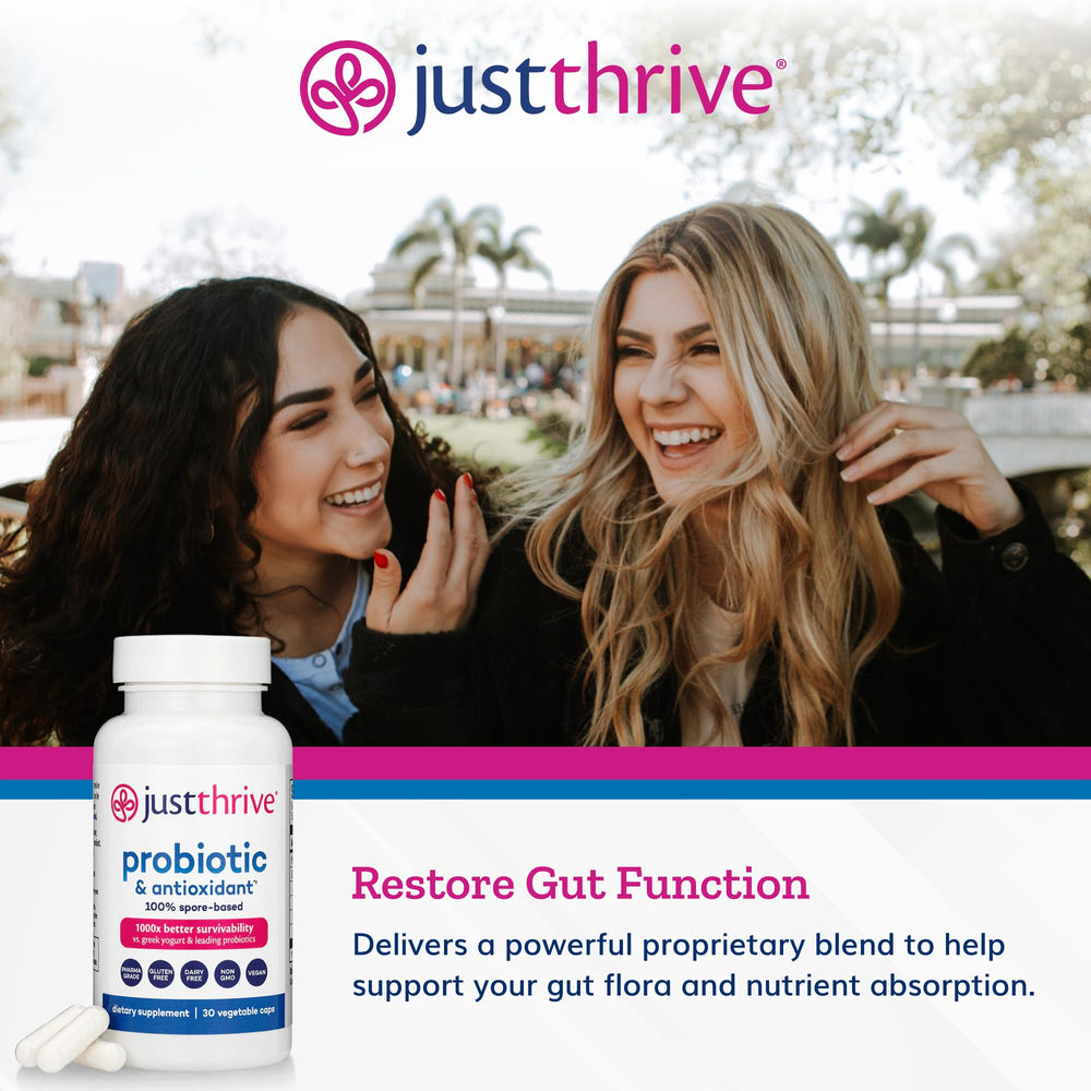 Just Thrive cápsula en primer plano mostrando textura y dosificación segura