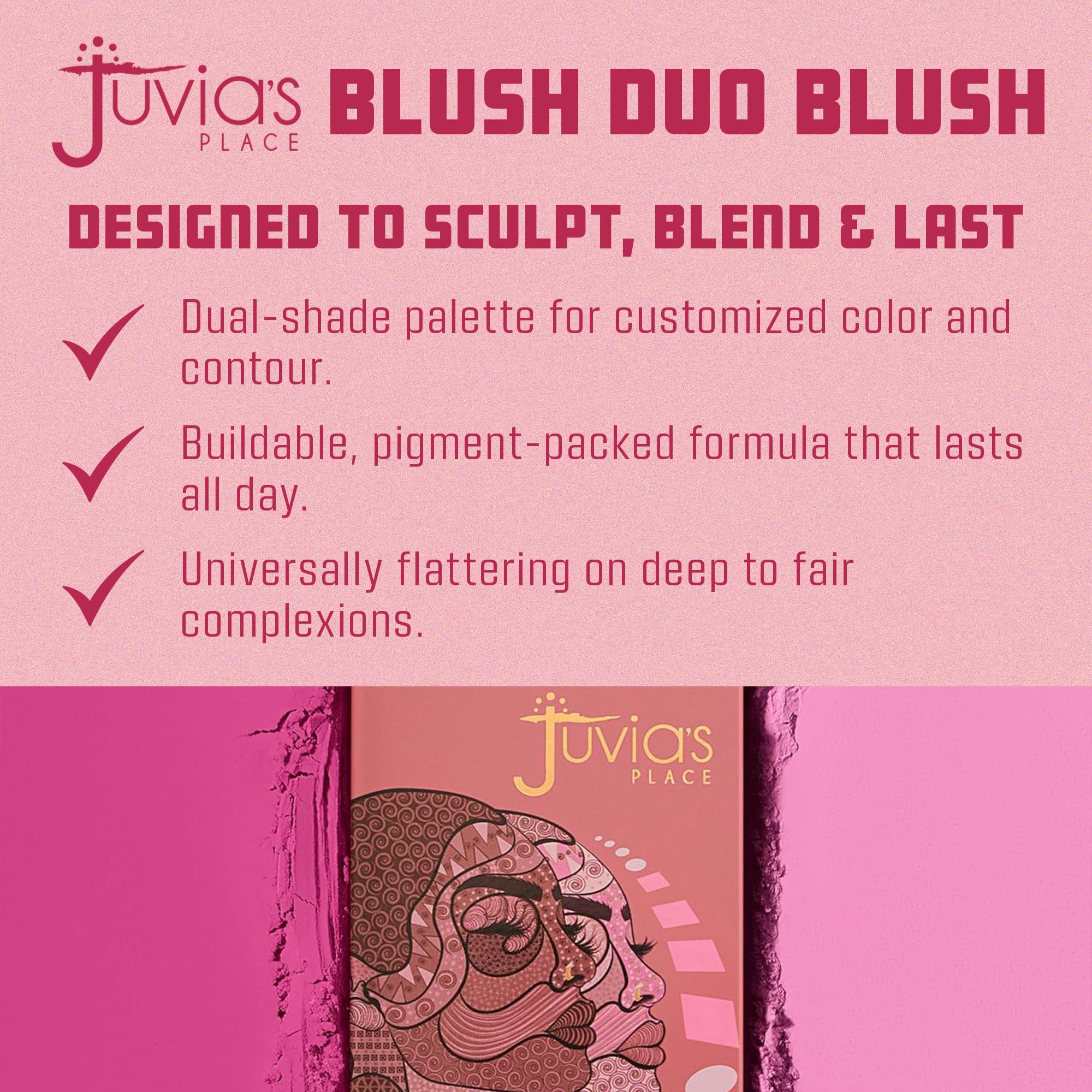 Juvia's Place comparación de tamaño junto a una brocha para referencia