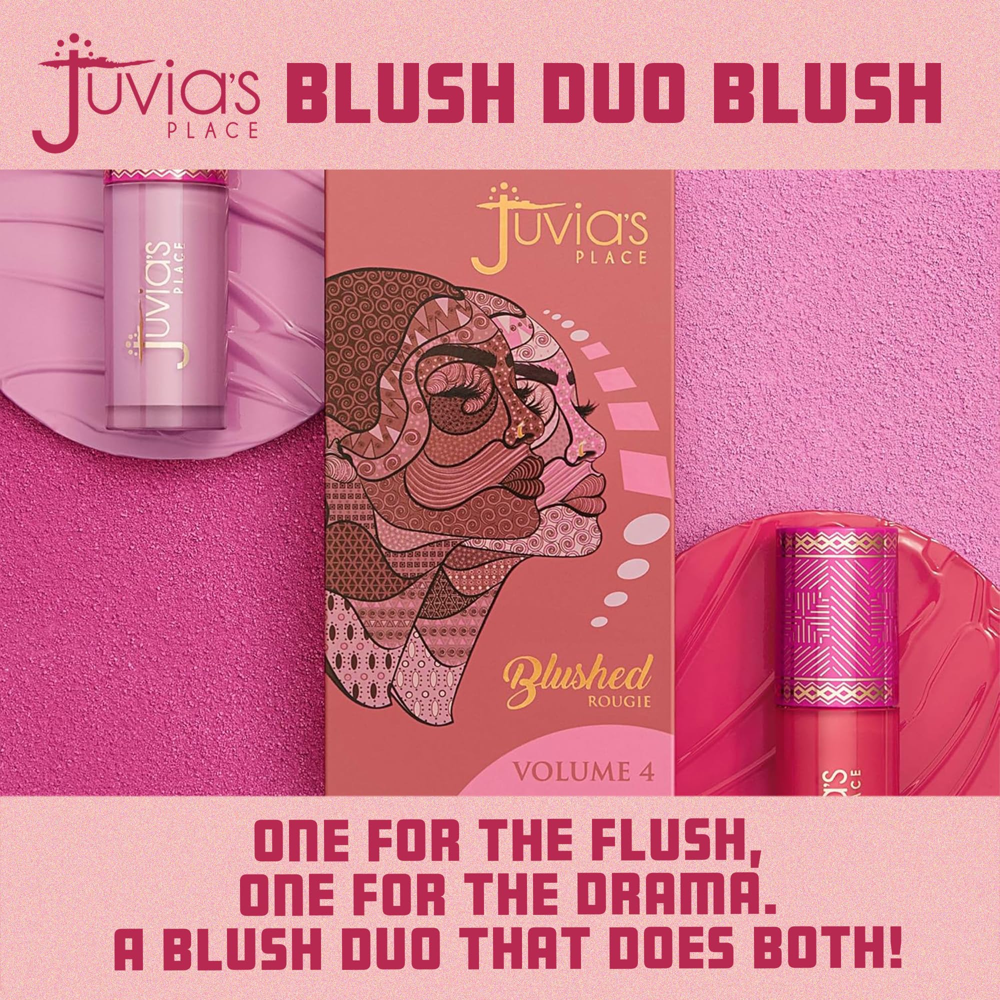 Juvia's Place etiqueta del producto mostrando el nombre y la combinación de tonos