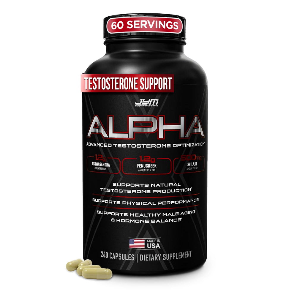 JYM Alpha JYM X front packaging showing bottle and label, conveys sustained support