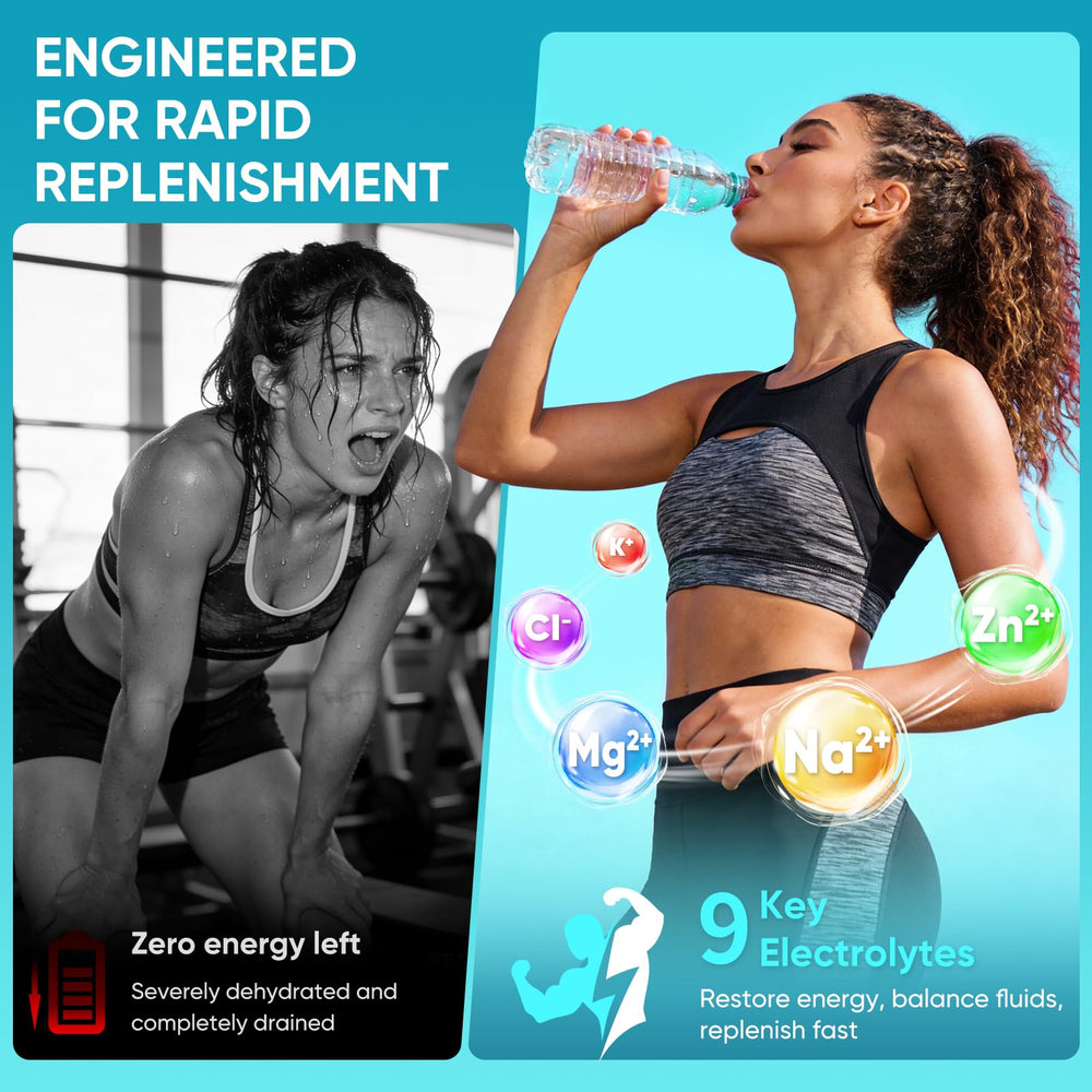 Atleta bebiendo JYNOREX tras ejercicio, rehidratación rápida y portable
