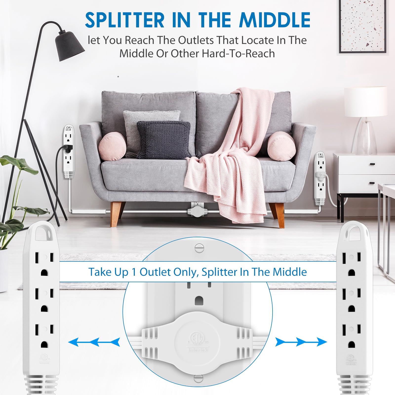 K KASONIC enchufe plano de bajo perfil para muebles pegados a la pared