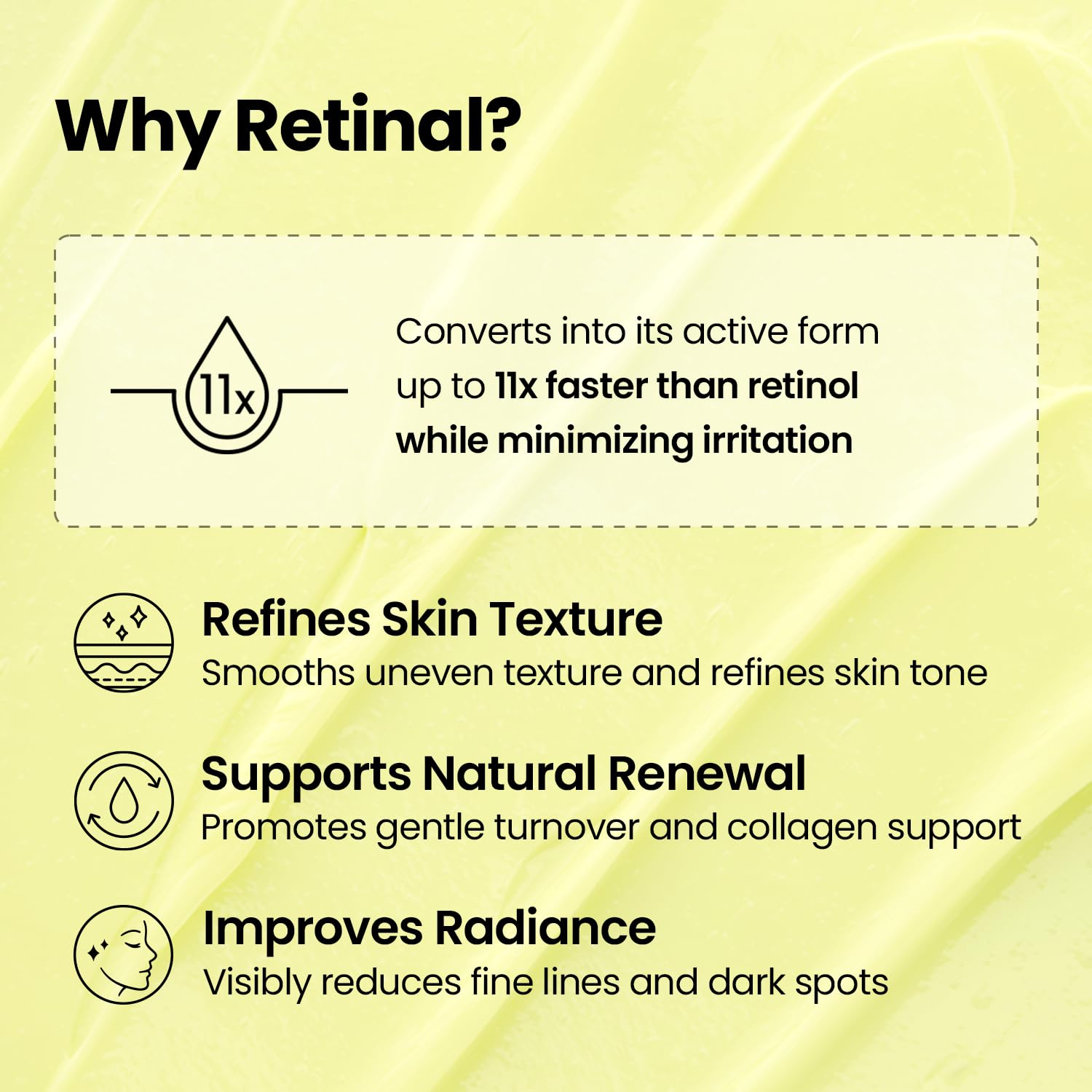 K-SECRET etiqueta con lista de ingredientes destacando retinal 4%