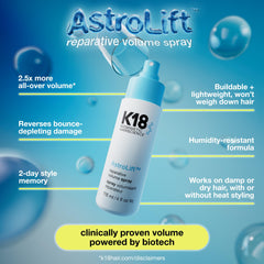 K18 AstroLift aplicado en raíces demostrando aumento visible del volumen