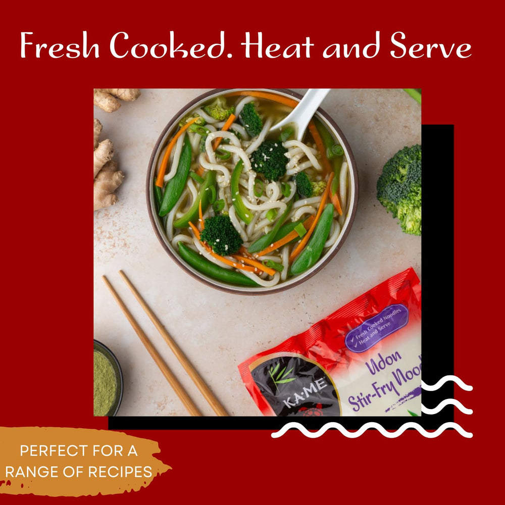 KA-ME udon served in soup bowl, warm comforting instant meal