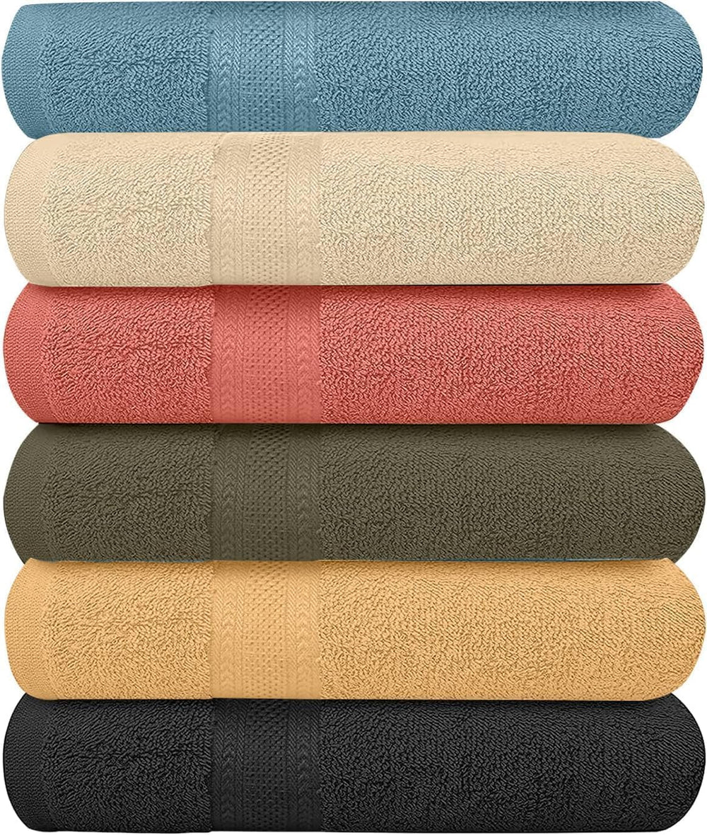 KAHAF COLLECTION frontal del paquete de seis toallas muestra colores surtidos y ahorro