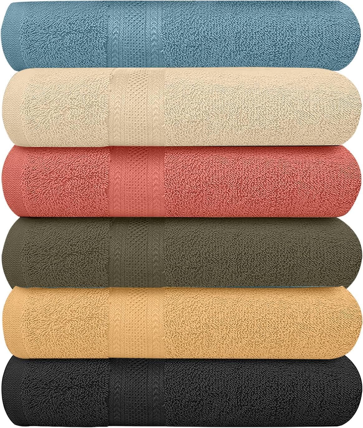 KAHAF COLLECTION frontal del paquete de seis toallas muestra colores surtidos y ahorro