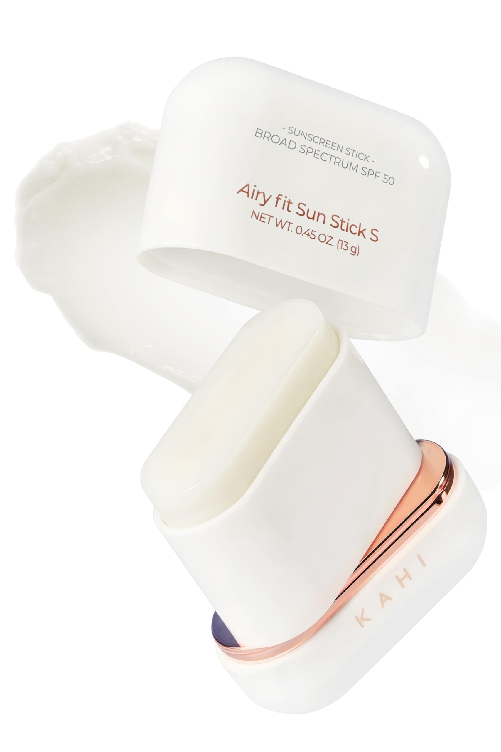 KAHI stick frontal del envase mostrando diseño práctico y protección SPF50