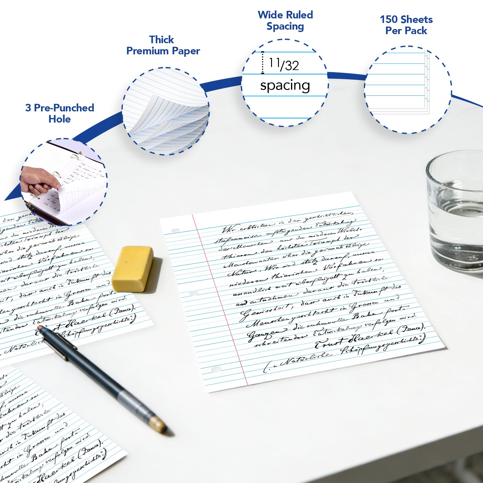 KAISA textura del papel en primer plano, superficie lisa para escribir fluido