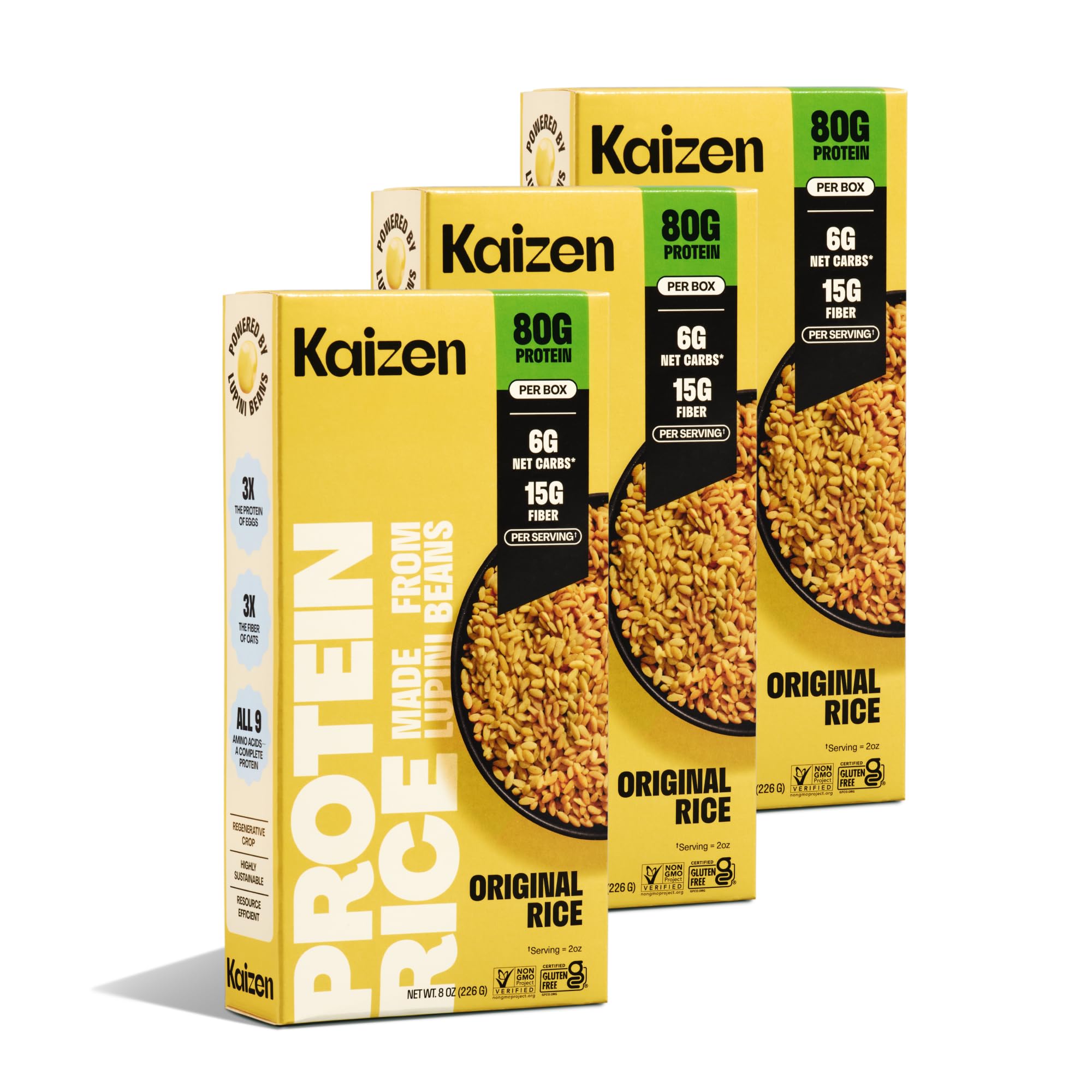 Kaizen empaque frontal mostrando el diseño y beneficio bajo en carbohidratos