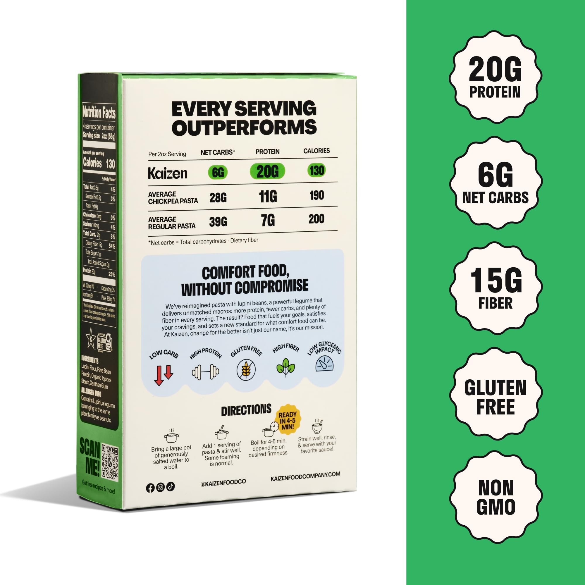 Kaizen detalle del haba de lupino como ingrediente principal