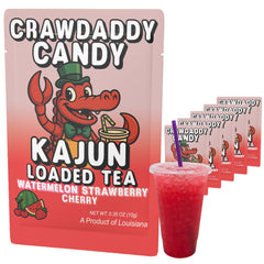 KaJun LOADED TEA frente del paquete mostrando sabores watermelon fresa cereza y diseño atractivo