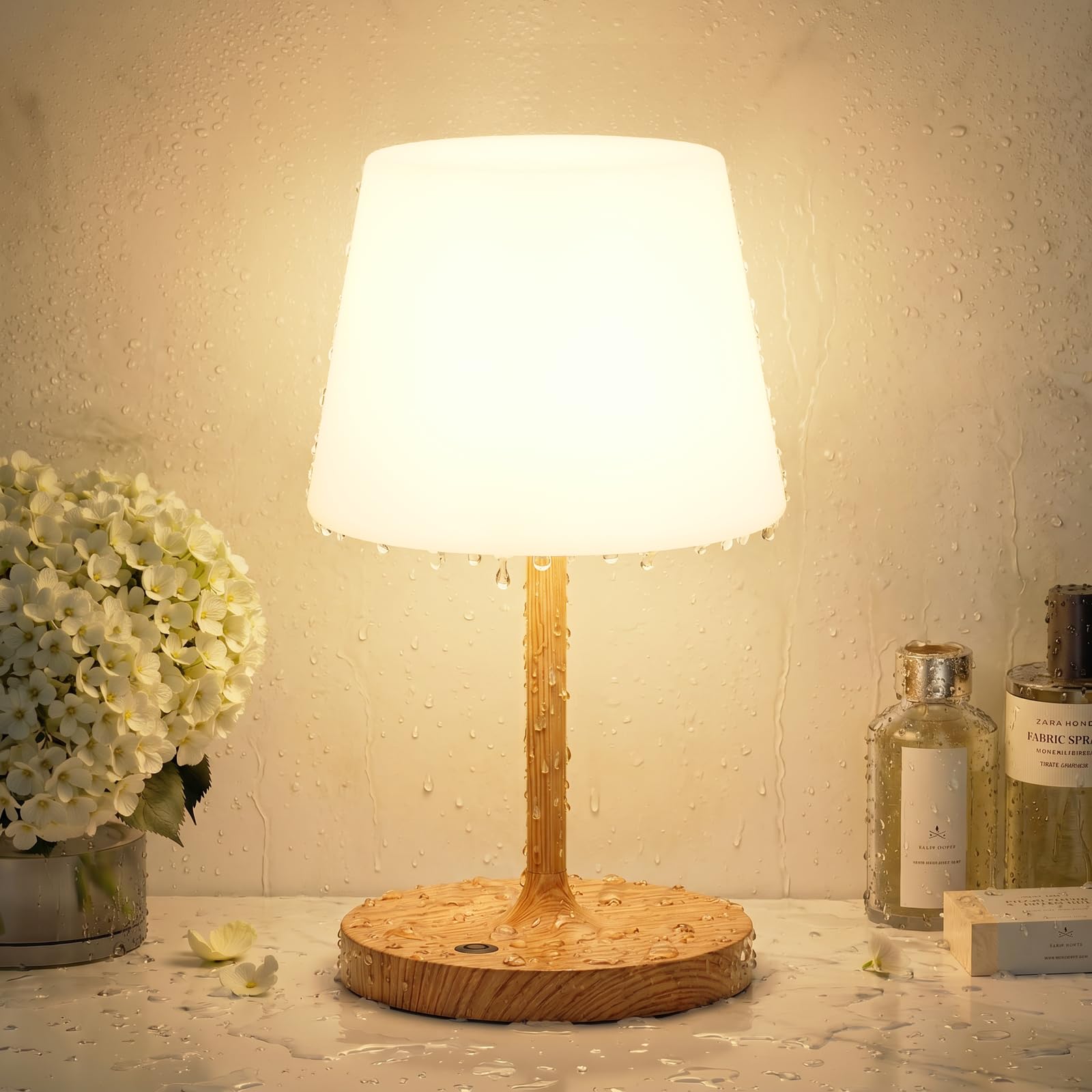 Kakanuo front view showing wood-grain finish and warm glow for stylish lighting