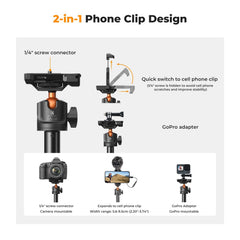 K&F CONCEPT cabezal 360 grados en primer plano, ajuste fluido de ángulos