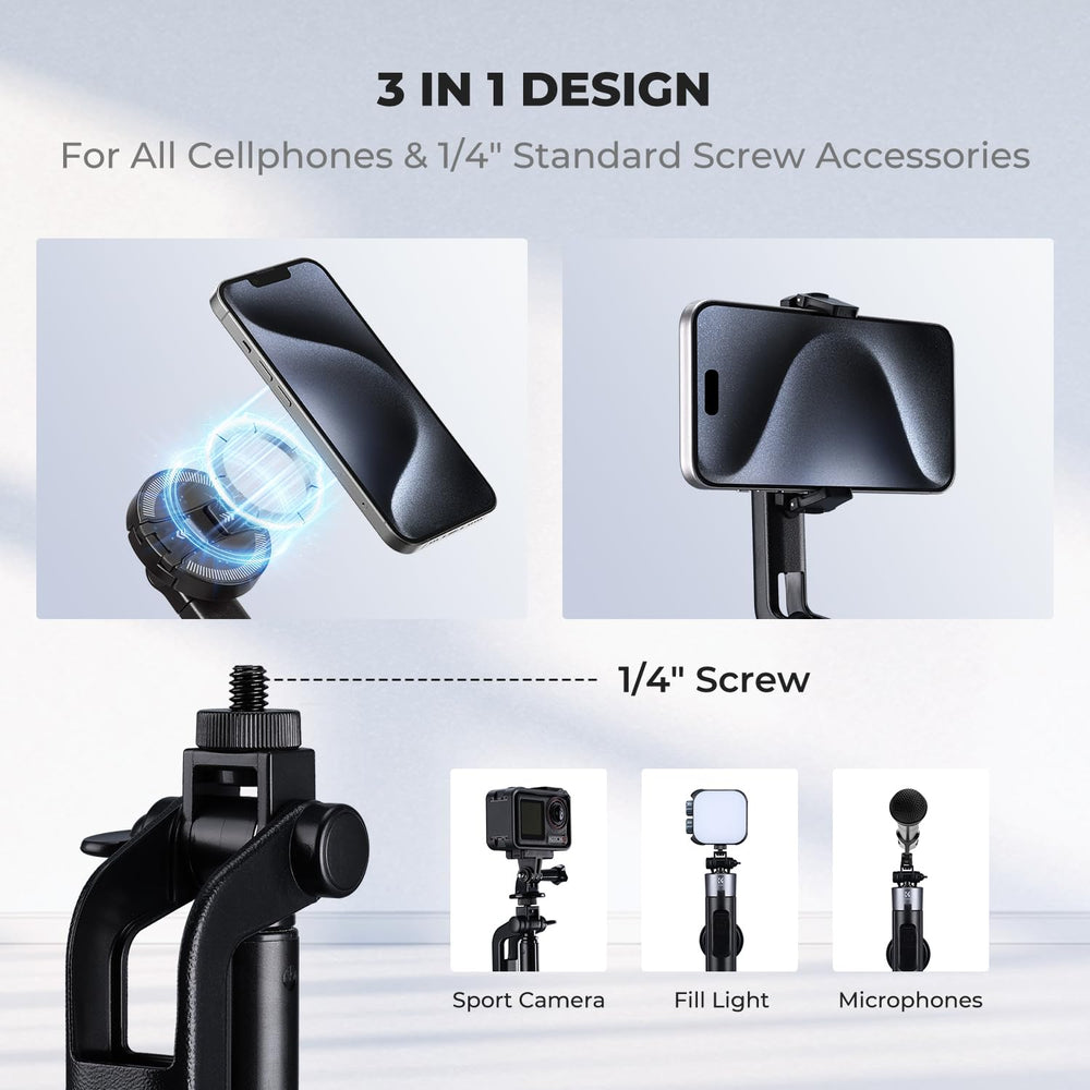 K&F CONCEPT fully extended tripod with phone demonstrating elevated framing advantage